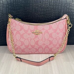 Coach | Bags | Coach Pink And Gold Crescent Shoulder Bag | Poshmark